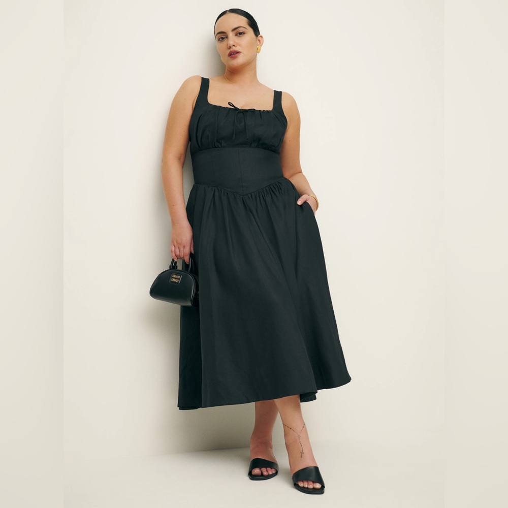 Reformation Brand New Balia Midi Dress in Black - Size 16